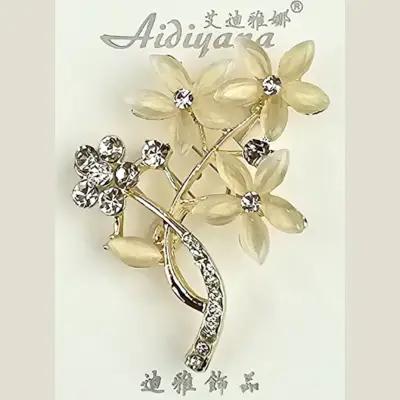 Aidiyana Off White Floral Stone Brooch Hijab Scarf Pin_thumbnail_image