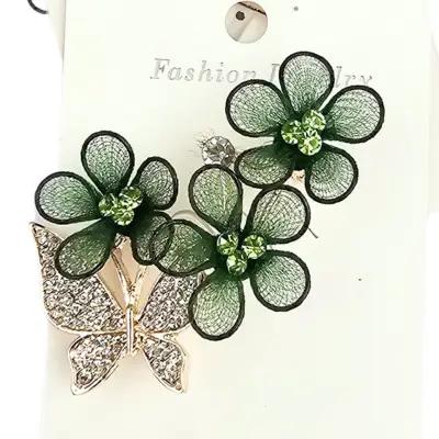Butterfly & Floral Hijab Brooch - Deep Green_thumbnail_image