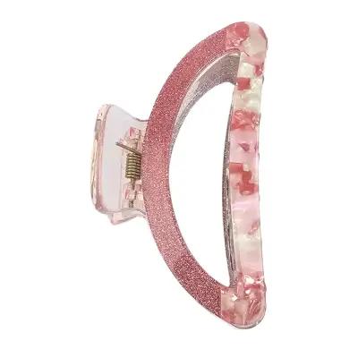 Pink Glitter And Marble Texture Printed Premium Semi Circle Hair Punch Clip_thumbnail_image