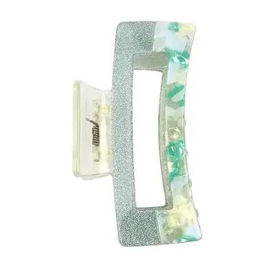 Premium Cyan Glitter And Marble Texture Printed Square Hair Punch Clip_thumbnail_image