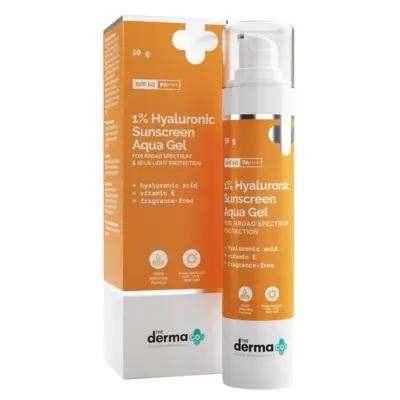 The Derma Co 1% Hyaluronic Sunscreen Aqua Ultra Light Gel with SPF 50 PA++++ For Broad Spectrum, UVA, UVB & Blue Light Protection 50g_thumbnail_image